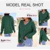 imageDokotoo Womens Casual V Neck Waffle Knit Button Down Long Sleeve Shirts Loose TopsBlackish Green