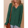imageDokotoo Womens Casual V Neck Waffle Knit Button Down Long Sleeve Shirts Loose TopsBlackish Green