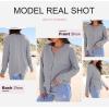 imageDokotoo Womens Casual V Neck Waffle Knit Button Down Long Sleeve Shirts Loose TopsLight Grey