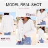 imageDokotoo Womens Casual V Neck Waffle Knit Button Down Long Sleeve Shirts Loose TopsWhite