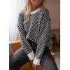 imageDokotoo Womens Crewneck Cute Sweaters 2024 Striped Colorblock Fall Winter Knitted Pullover TopsBlack