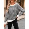imageDokotoo Womens Crewneck Cute Sweaters 2024 Striped Colorblock Fall Winter Knitted Pullover TopsBlack