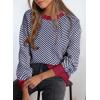 imageDokotoo Womens Crewneck Cute Sweaters 2024 Striped Colorblock Fall Winter Knitted Pullover TopsBlue Stripe