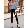 imageDokotoo Womens Crewneck Cute Sweaters 2024 Striped Colorblock Fall Winter Knitted Pullover TopsBlue Stripe