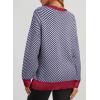 imageDokotoo Womens Crewneck Cute Sweaters 2024 Striped Colorblock Fall Winter Knitted Pullover TopsBlue Stripe