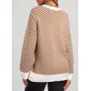 imageDokotoo Womens Crewneck Cute Sweaters 2024 Striped Colorblock Fall Winter Knitted Pullover TopsCoffee