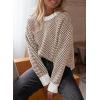 imageDokotoo Womens Crewneck Cute Sweaters 2024 Striped Colorblock Fall Winter Knitted Pullover TopsCoffee