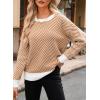 imageDokotoo Womens Crewneck Cute Sweaters 2024 Striped Colorblock Fall Winter Knitted Pullover TopsDesert Gold
