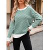 imageDokotoo Womens Crewneck Cute Sweaters 2024 Striped Colorblock Fall Winter Knitted Pullover TopsEvergreen