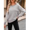 imageDokotoo Womens Crewneck Cute Sweaters 2024 Striped Colorblock Fall Winter Knitted Pullover TopsGray Stripe
