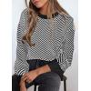 imageDokotoo Womens Crewneck Cute Sweaters 2024 Striped Colorblock Fall Winter Knitted Pullover TopsWhite