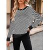 imageDokotoo Womens Crewneck Cute Sweaters 2024 Striped Colorblock Fall Winter Knitted Pullover TopsWhite