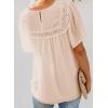 imageDokotoo Womens Crewneck Lace Crochet Pom Pom Flowy Short Sleeve Casual Shirts Blouses TopsA Apricot