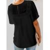 imageDokotoo Womens Crewneck Lace Crochet Pom Pom Flowy Short Sleeve Casual Shirts Blouses TopsA Black