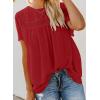 imageDokotoo Womens Crewneck Lace Crochet Pom Pom Flowy Short Sleeve Casual Shirts Blouses TopsA Red