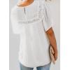 imageDokotoo Womens Crewneck Lace Crochet Pom Pom Flowy Short Sleeve Casual Shirts Blouses TopsA White