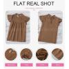 imageDokotoo Womens Crewneck Lace Crochet Pom Pom Flowy Short Sleeve Casual Shirts Blouses TopsC Brown