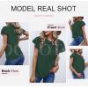 imageDokotoo Womens Crewneck Lace Crochet Pom Pom Flowy Short Sleeve Casual Shirts Blouses TopsC Green