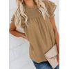 imageDokotoo Womens Crewneck Lace Crochet Pom Pom Flowy Short Sleeve Casual Shirts Blouses TopsC Khaki