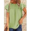 imageDokotoo Womens Crewneck Lace Crochet Pom Pom Flowy Short Sleeve Casual Shirts Blouses TopsC Light Green