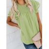imageDokotoo Womens Crewneck Lace Crochet Pom Pom Flowy Short Sleeve Casual Shirts Blouses TopsC Light Green