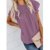 imageDokotoo Womens Crewneck Lace Crochet Pom Pom Flowy Short Sleeve Casual Shirts Blouses TopsC Purple
