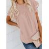 imageDokotoo Womens Crewneck Lace Crochet Pom Pom Flowy Short Sleeve Casual Shirts Blouses TopsPink