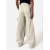imageDokotoo Womens High Waisted Wide Leg Cargo Pants Baggy Casual Trendy Work Pants with 4 PocketsBeige