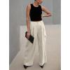 imageDokotoo Womens High Waisted Wide Leg Cargo Pants Baggy Casual Trendy Work Pants with 4 PocketsBeige