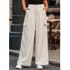 imageDokotoo Womens High Waisted Wide Leg Cargo Pants Baggy Casual Trendy Work Pants with 4 PocketsBeige