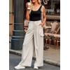 imageDokotoo Womens High Waisted Wide Leg Cargo Pants Baggy Casual Trendy Work Pants with 4 PocketsBeige