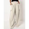 imageDokotoo Womens High Waisted Wide Leg Cargo Pants Baggy Casual Trendy Work Pants with 4 PocketsBeige