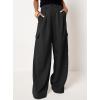 imageDokotoo Womens High Waisted Wide Leg Cargo Pants Baggy Casual Trendy Work Pants with 4 PocketsBlack