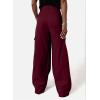 imageDokotoo Womens High Waisted Wide Leg Cargo Pants Baggy Casual Trendy Work Pants with 4 PocketsBurgundy