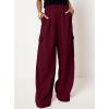 imageDokotoo Womens High Waisted Wide Leg Cargo Pants Baggy Casual Trendy Work Pants with 4 PocketsBurgundy