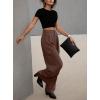 imageDokotoo Womens High Waisted Wide Leg Cargo Pants Baggy Casual Trendy Work Pants with 4 PocketsCoffee