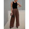 imageDokotoo Womens High Waisted Wide Leg Cargo Pants Baggy Casual Trendy Work Pants with 4 PocketsCoffee