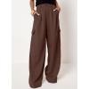 imageDokotoo Womens High Waisted Wide Leg Cargo Pants Baggy Casual Trendy Work Pants with 4 PocketsCoffee