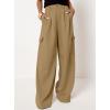 imageDokotoo Womens High Waisted Wide Leg Cargo Pants Baggy Casual Trendy Work Pants with 4 PocketsKhaki