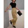 imageDokotoo Womens High Waisted Wide Leg Cargo Pants Baggy Casual Trendy Work Pants with 4 PocketsKhaki