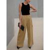 imageDokotoo Womens High Waisted Wide Leg Cargo Pants Baggy Casual Trendy Work Pants with 4 PocketsKhaki