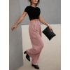 imageDokotoo Womens High Waisted Wide Leg Cargo Pants Baggy Casual Trendy Work Pants with 4 PocketsPink