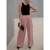 imageDokotoo Womens High Waisted Wide Leg Cargo Pants Baggy Casual Trendy Work Pants with 4 PocketsPink