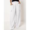 imageDokotoo Womens High Waisted Wide Leg Cargo Pants Baggy Casual Trendy Work Pants with 4 PocketsWhite