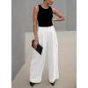 imageDokotoo Womens High Waisted Wide Leg Cargo Pants Baggy Casual Trendy Work Pants with 4 PocketsWhite