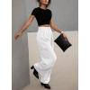 imageDokotoo Womens High Waisted Wide Leg Cargo Pants Baggy Casual Trendy Work Pants with 4 PocketsWhite