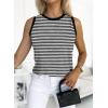 imageDokotoo Womens Leopard Print Tank Tops Crewneck Sleeveless Summer Casual TShirts BlousesW Black Stripe