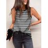 imageDokotoo Womens Leopard Print Tank Tops Crewneck Sleeveless Summer Casual TShirts BlousesW Black Stripe