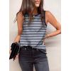 imageDokotoo Womens Leopard Print Tank Tops Crewneck Sleeveless Summer Casual TShirts BlousesW Blue Stripe