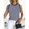 imageDokotoo Womens Leopard Print Tank Tops Crewneck Sleeveless Summer Casual TShirts BlousesW Blue Stripe